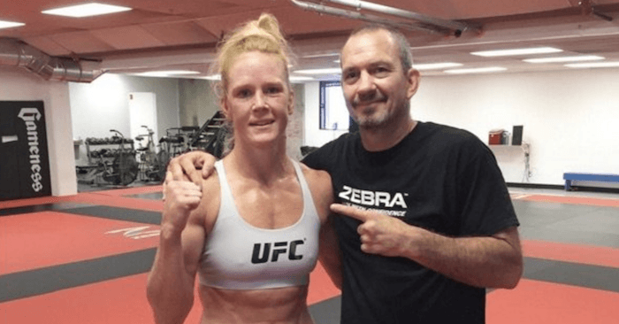 Former UFC bantamweight champion, Holly Holm and her coach Mike Winkeljohn.