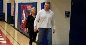 Brock Lesnar doesn't look too pleased.
