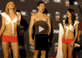 An intentional MMA wardrobe malfunction in front of this poor ring girl.