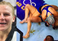 Justine Kish poops in the octagon while fighting Felice Herrig.