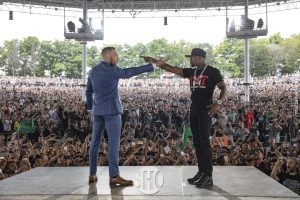Conor McGregor and Floyd Mayweather come face to face.