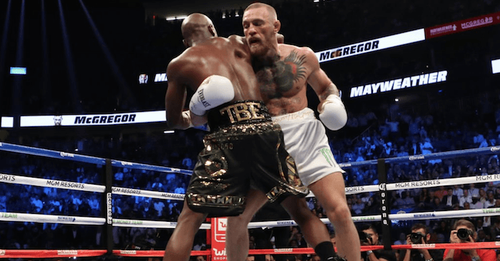 Conor McGregor boxing Floyd Mayweather in summer of 2017.