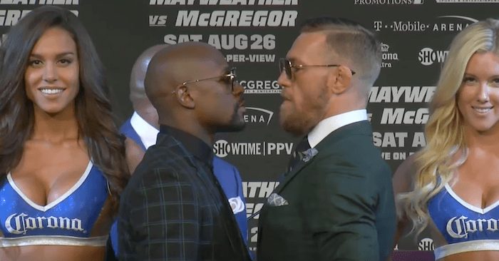 Conor McGregor vs Floyd Mayweather boxing match from August of 2017.