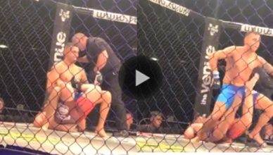 MMA fighter wins fight using a WWE pro wrestling move.