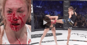 Former Boxing World champion Heather Hardy got smashed, bloodied and stopped during her second MMA fight at Bellator 185.