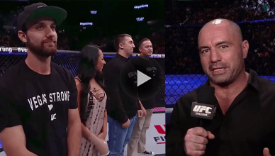 Longtime UFC commentator Joe Rogan had a hot mic and had no clue the audio was rolling when he made these comments on air during the UFC 216 broadcast.