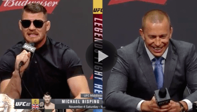 UFC middleweight champion Michael Bisping destroys Georges St. Pierre at th.e UFC 217 press conference