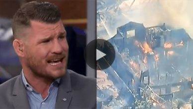 UFC middleweight champion Michael Bisping reacts to California's out of control wildfires and says "We're Not Evacuating!'