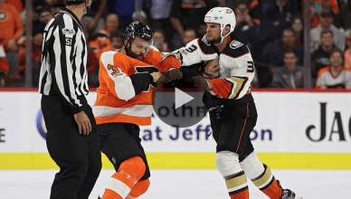 NHL Anaheim Ducks player Kevin Bieksa has gone insanely viral for landing a "Superman Punch" which is something right out of a high level UFC fight.