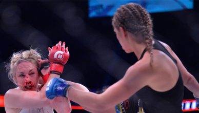 Fighters react to boxing champion Heather Hardy getting bloodied and dominated during her MMA fight at Bellator 185.