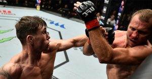 Donald Cerrone getting dominated by fast rising welterweight star Darren Till at UFC Fight Night 118 from Poland.