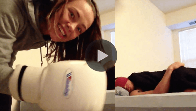 Watch this video of how new UFC strawweight champion "Thug" Rose Namajunas wakes up her man every morning.