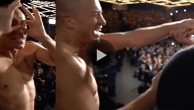 UFC boss Dana White captures footage of the final staredown between former welterweight champion Georges St. Pierre and he's clowning Bisping's lazy eye.
