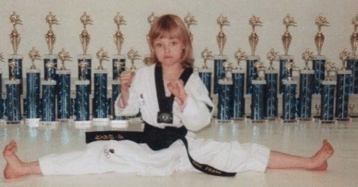 Check out new UFC strawweight champion "Thug" Rose Namajunas as a young girl showing off all her karate tournament trophies.