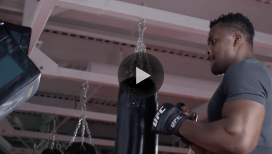 Francis Ngannou showing off his insane power.
