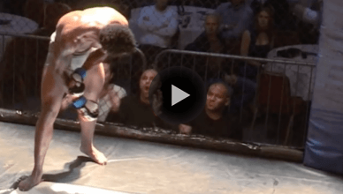 Fighter is frozen stiff from the brutal knockout.