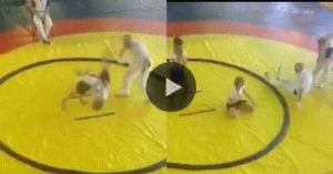 In one of the strangest finishes, a girl KO'd a referee using her opponents body while doing a Judo a throw.