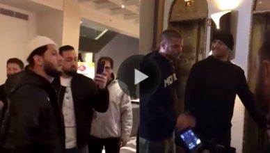 UFC middleweight champion Michael Bisping and Jorge Masvidal had a heated altercation caught on camera in the hotel lobby.