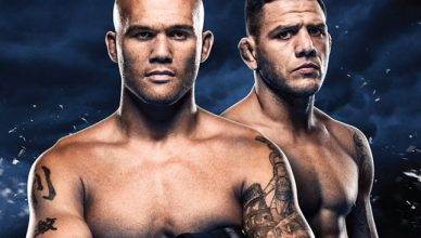 Robbie Lawler and Rafael dos Anjos at UFC on Fox 26.