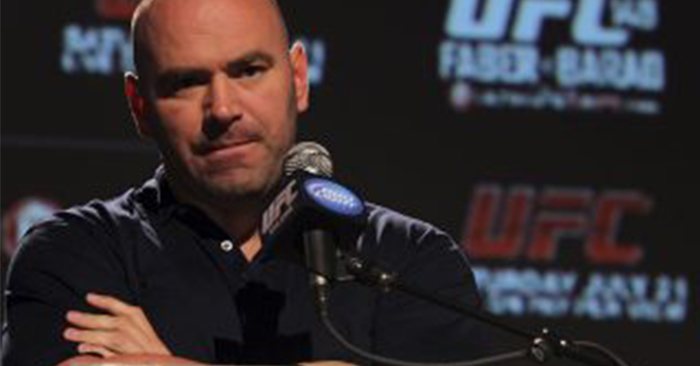 UFC boss Dana White looking very unhappy.