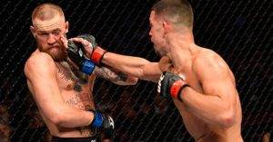 Conor McGregor and Nate Diaz go toe-to-toe in an octagon war