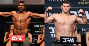 Stipe Miocic and Francis Ngannou at UFC 220.